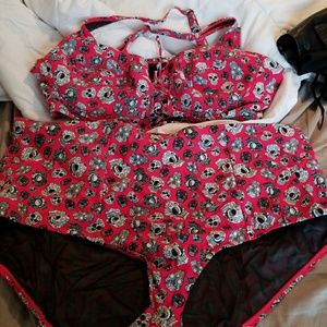 High waisted skull bikini set